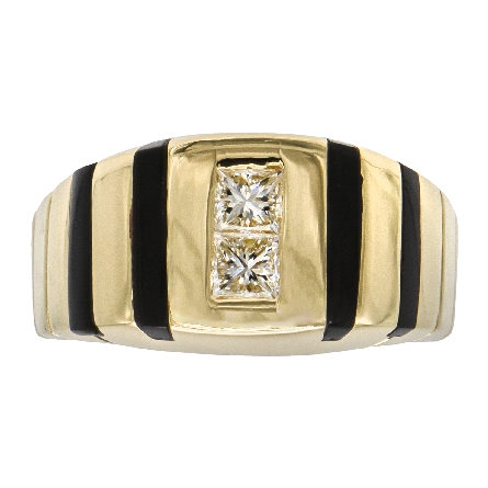 18K Yellow Gold Estate Onyx Inlay Channel Mens ...