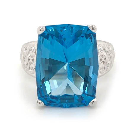 14K White Gold Estate Fashion Ring w/15.7x11.7mm Blue Topaz=10.86ct Size 7.25