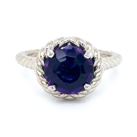 14K Yellow Gold Estate Rope Halo Ring w/Amethyst=2.47ct Size 7.25