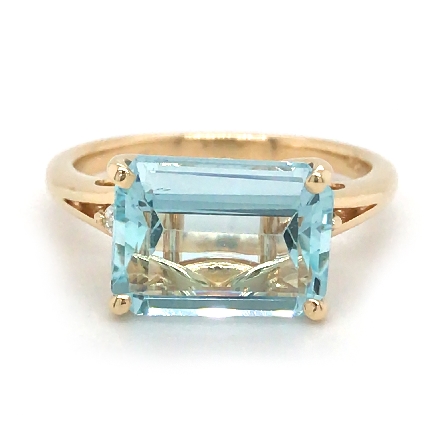 14K Yellow Gold Estate East-to-West Ring w/Aqua...