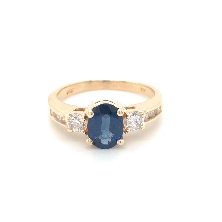 14K Yellow Gold Estate Oval Sapphire Ring w/Dia...