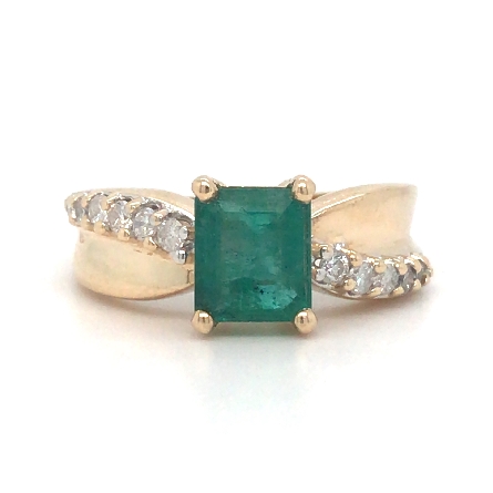 14K Yellow Gold Estate Emerald Crossover Ring w...