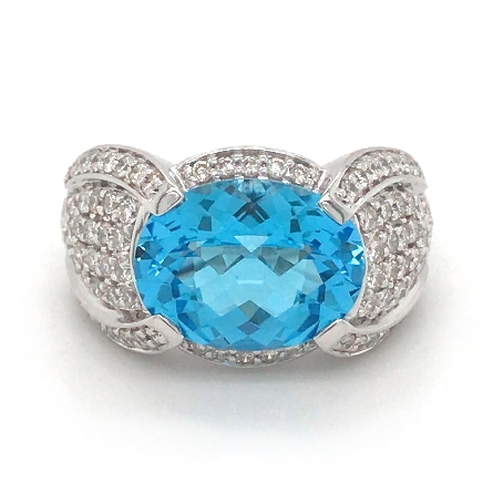 14K White Gold Estate East to West Blue Topax W...