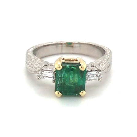 18K White Gold and Yellow Gold Estate Emerald R...