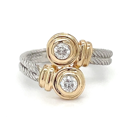 14K Yellow and White Gold Estate Bypass Bezel R...