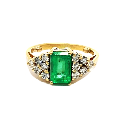 18K Yellow Gold Estate Emerald-cut Emerald=1.50...