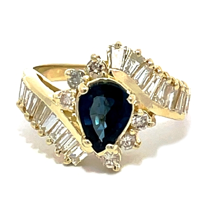 14K Yellow Gold Estate Pear Shape Sapphire Bypa...