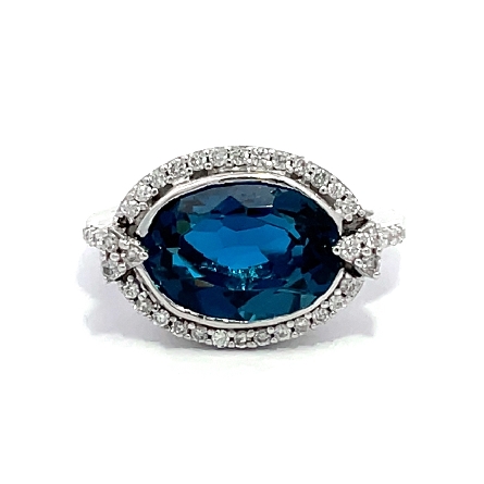 14K White Gold Estate Oval East to West Blue To...