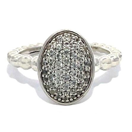 Sterling Silver Estate Oval Pave Bead Stack Gab...