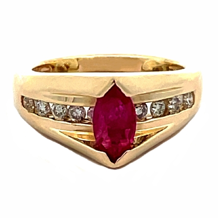 14K Yellow Gold Estate Marquise Pink Sapphire C...