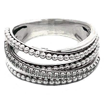 Sterling Silver Estate Gabriel 6 Row Crossover Band w/White Sapphires=.31ctw Size8 4.7dwt