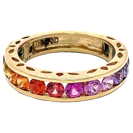 14K Yellow Gold Estate Channel Set Multi Colored Sapphire Band Size6 2.1dwt