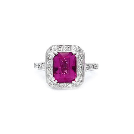 14K White Gold Estate Pink Tourmaline Halo Fash...