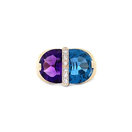 14K Yellow Gold Estate Half Moon Blue Topaz and...