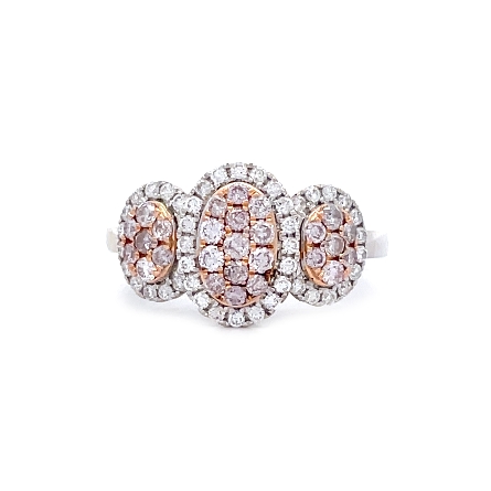 18K White and Rose Gold Estate 3 Stone Oval Clu...