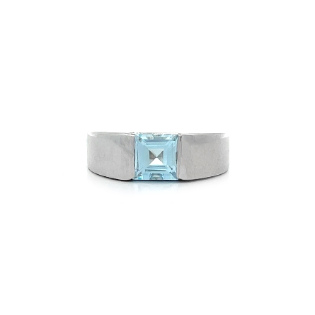 14K White Gold Estate Channel Square Blue Topaz...
