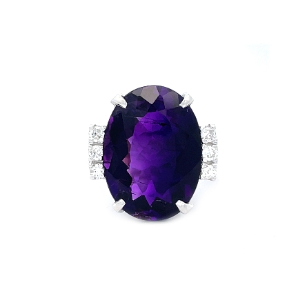 14K White Gold Estate Oval Amethyst Prong Set R...