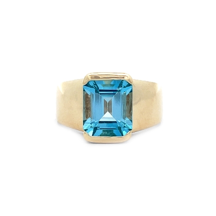 14K Yellow Gold Estate Half Bezel Wide Solitiar...