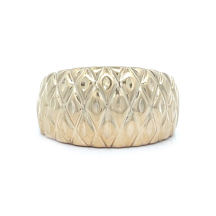 14K Yellow Gold Estate Wide Domed Diamond Cut B...