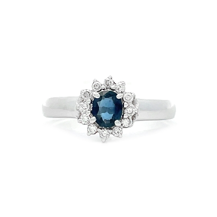 18K White Gold Estate Sapphire Halo Ring Size7 ...