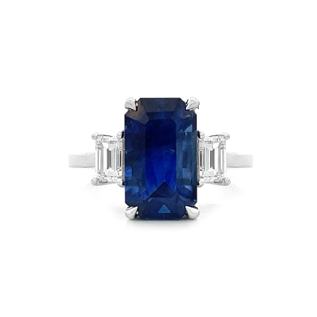 14K White Gold Estate 3Stone Ring w/1 Emerald C...