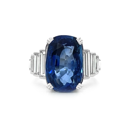 18K White Gold Estate Mid Century Cushion Sapph...