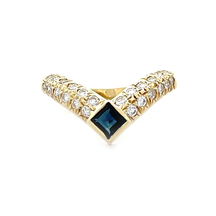 18K Yellow Gold Estate Pave Chevron Ring w/Sapp...