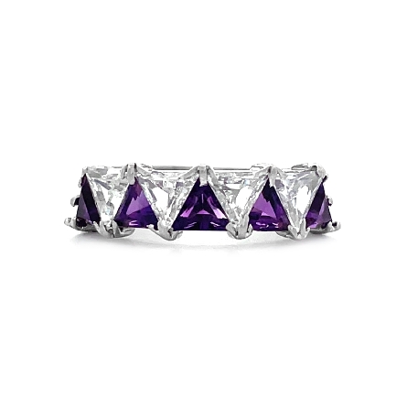 18K White Gold Estate Triangular Shaped Amethys...