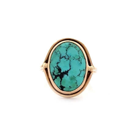 14K Yellow Gold Estate Turquoise Cabachon Bezel...