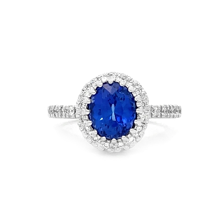 14K White Gold Estate Oval Tanzanite Ring w/Dia...