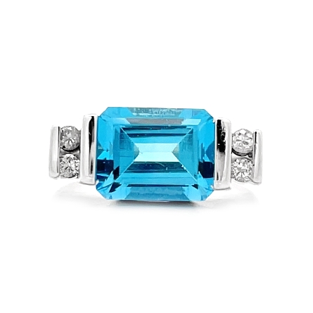 14K White Gold Estate Blue Topaz Emerald Cut Ea...