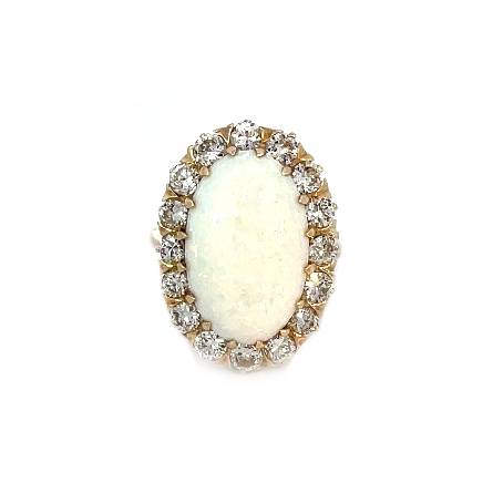14K Yellow Gold Estate Oval Halo Opal Ring w/Di...
