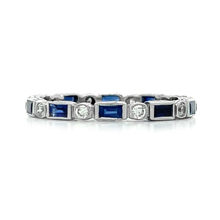 18K White Gold Estate Carved Sapphire Stackable...