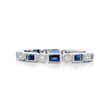 18K White Gold Estate Sapphire Carved Eternity ...