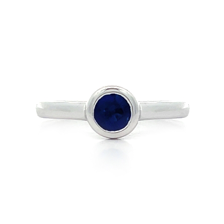 18K White Gold Estate Sapphire Bezel Ring Size4...