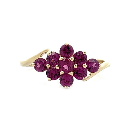 14K Yellow Gold Estate Rhodolite Garnet Cluster...