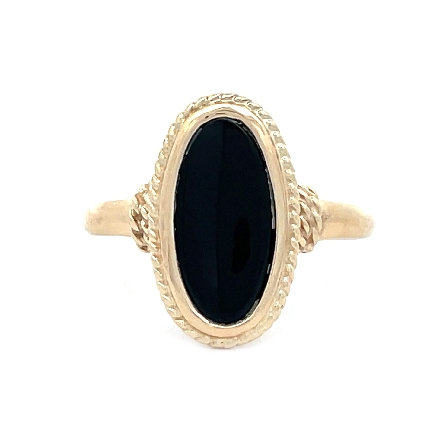 14K Yellow Gold Estate Bezel Set Black Onyx Ova...