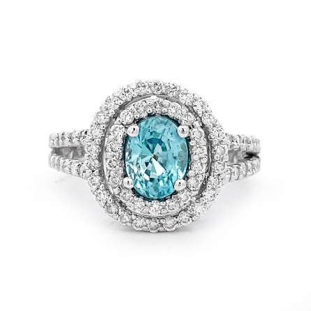 14K White Gold Estate Blue Zircon=2.18ct Double...