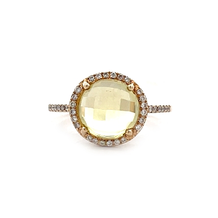 14K Yellow Gold Estate Lemon Quartz 4Prong Halo...