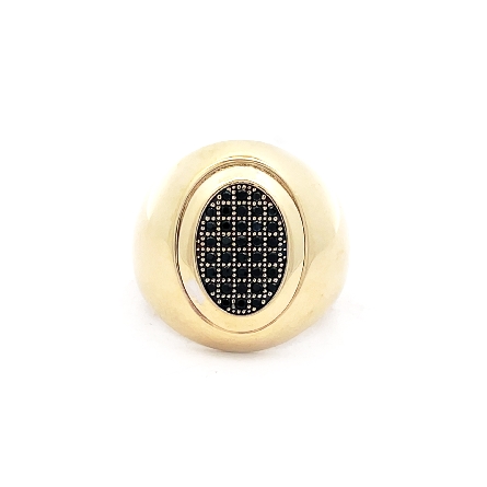 14K Yellow Gold Estate Black Spinel Oval Signet...