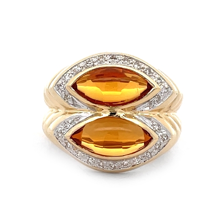 14K Yellow Gold Estate Citrine Cabochon Bezel S...