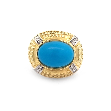 18K Yellow and White Gold Estate Turquoise Caba...