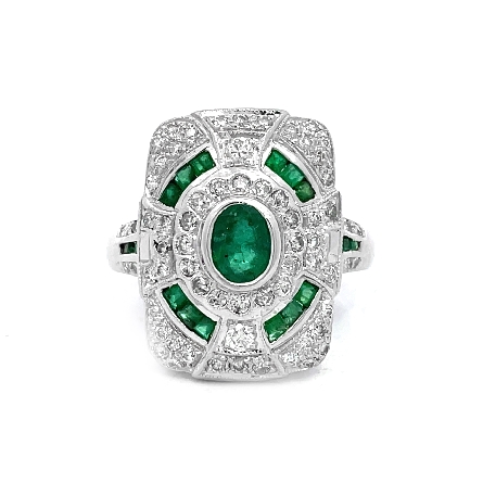 18K White Gold Estate Emerald Bezel Set Ring w/...