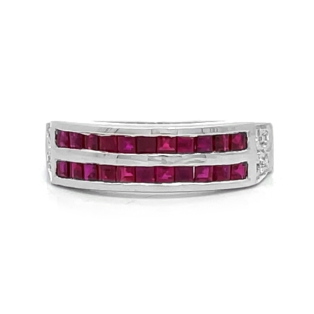18K White Gold Estate Ruby Channel Set Band w/8...