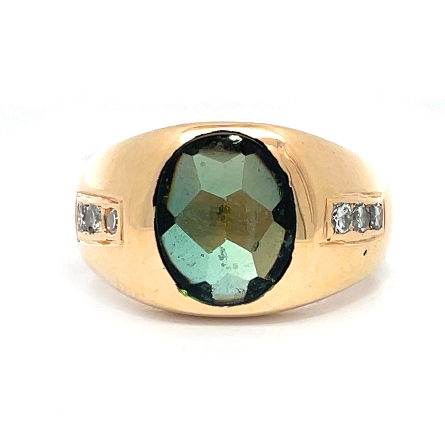 14K Yellow Gold Estate Green Sapphire Bezel set...