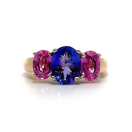 14K Two Tone Gold Estate Tanzanite and Pink Sap...