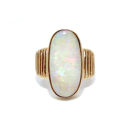 14K Yellow Gold Estate Opal Oval Bezel Set Fash...