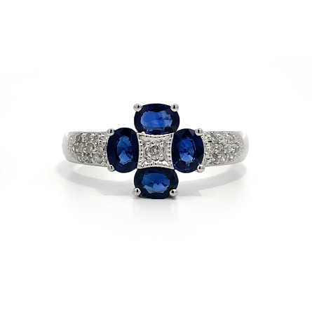 14K White Gold Estate Sapphire Floral Cluster R...