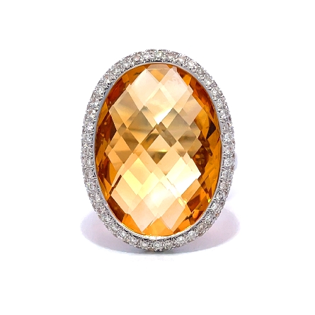18K White Gold Estate Citrine Oval Halo Fashion...