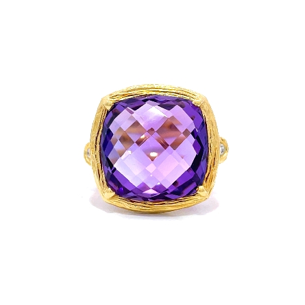 18K Yellow Gold Estate Amethyst Textured Bezel ...